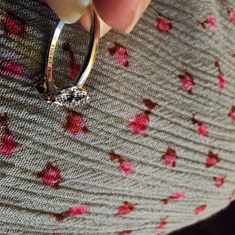 Authentic Pandora Triple Pansy ring